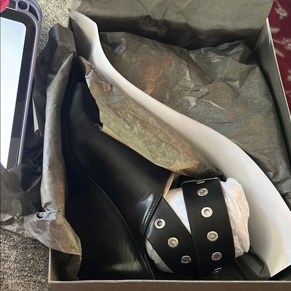 All Saints Silver and Black Open Toe Bootie - Picture 5 of 10